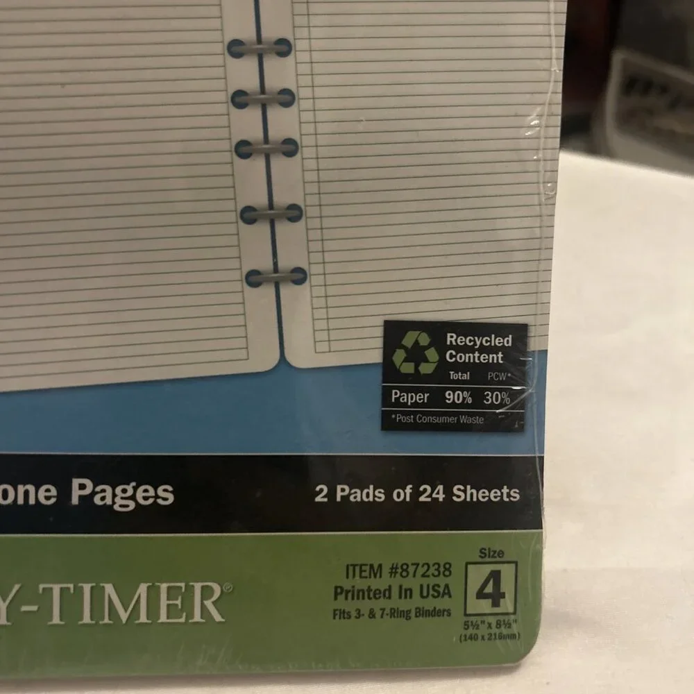 Day-Timer To Be Done Pages 2 Pads Of 24 Sheets #13188 Fits 3 & 7 Ring Size 4 New